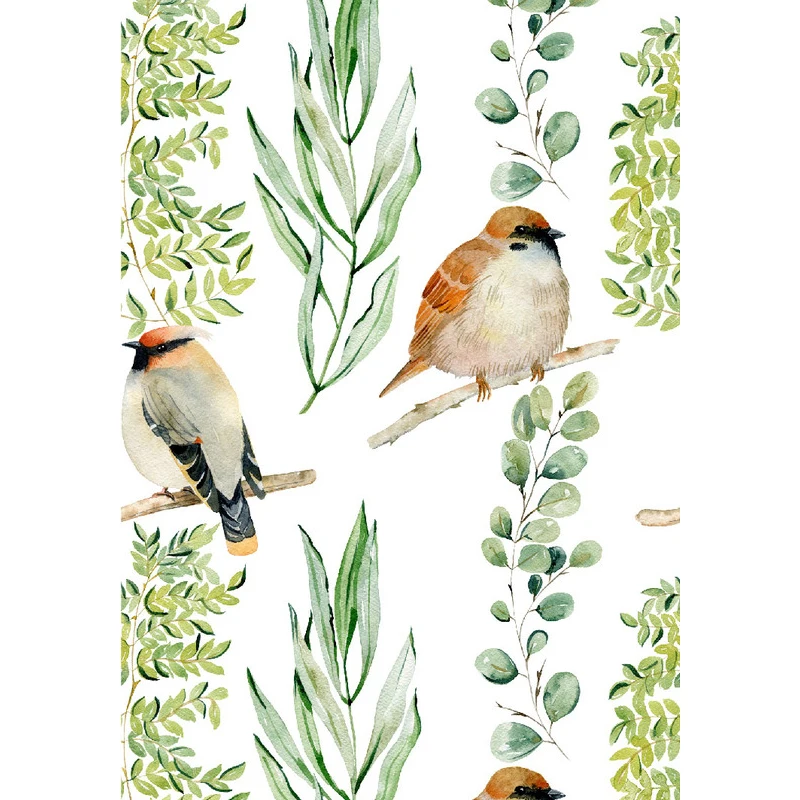 Thicket Birds Self Adhesive Wallpapers Removable Multicolor Sparrow Peel and Stick Wall Stickers for Bedroom Cabin Wall Decor