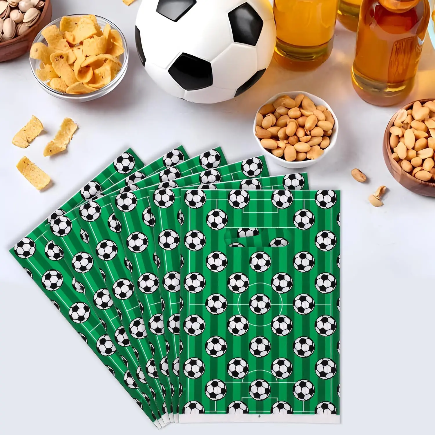 50Pcs Sports Soccer OPP Gift Packing Bag Candy Cake Pouch Bag for Kids Boy Football Theme Birthday Baby Shower Party Decoration