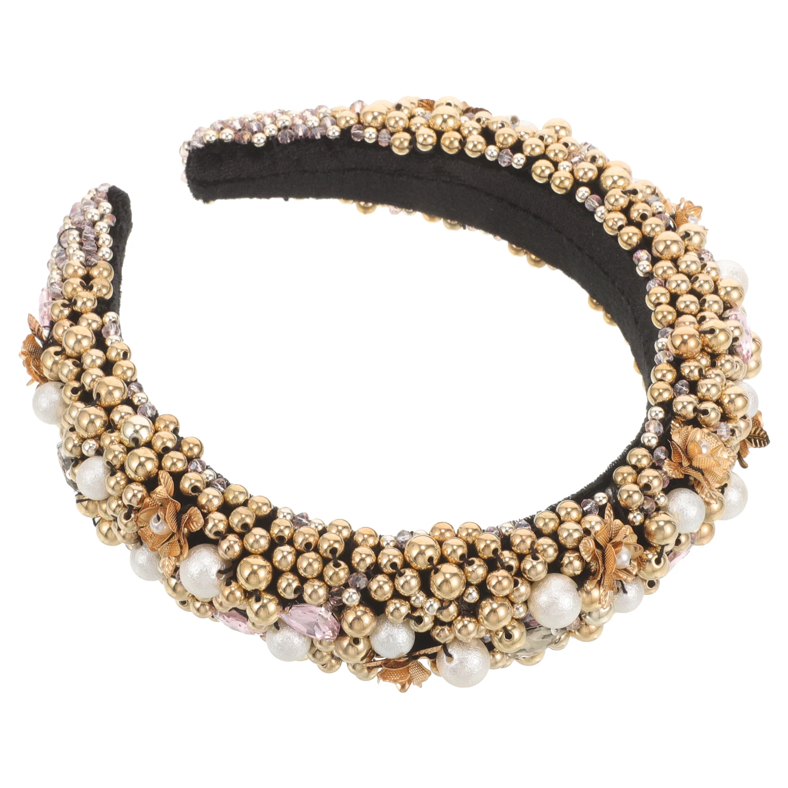 

Delicate Crystal Headband Baroque Pearl Wide Women Girl Decorative Fashion Hairband Birthday Wedding Accessory Strong Alloy