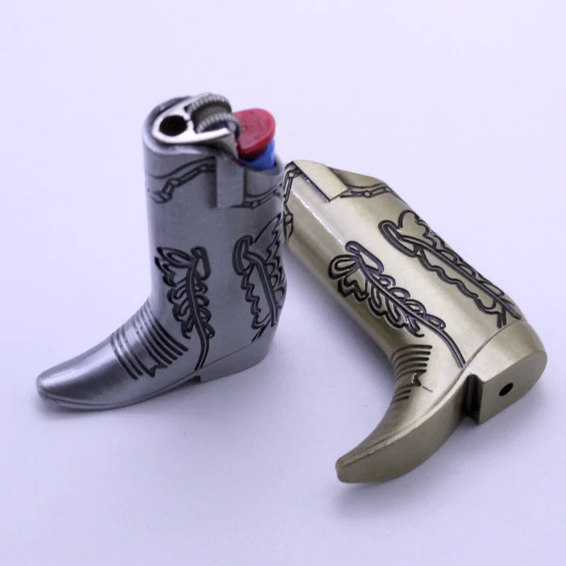 Retro Boots Metal Lighter Case Cover Shell Holder For Bic Mini Size Lighters Sleeve J5 Type Without lighter