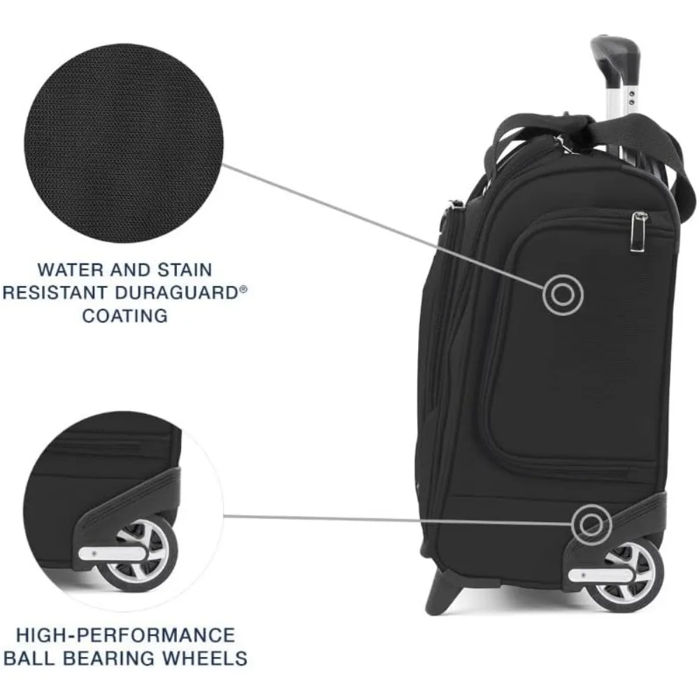 Lightweight Compact Rolling Underseat Carry-On Upright 2 Wheel Bag for Men and Women, Black, Softside Luggage