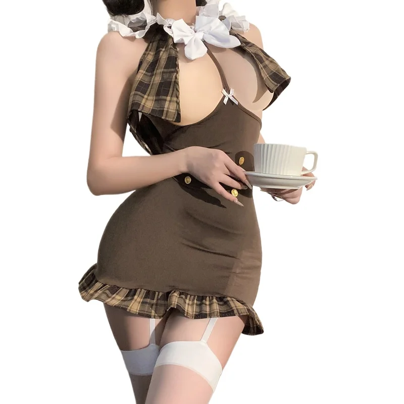 

Japanese Student-themed Apparel Sexy Cosplay Costumes Erotic Lingerie Detective Set Open Chest Hip Wrap Skirt Bedroom Temptation