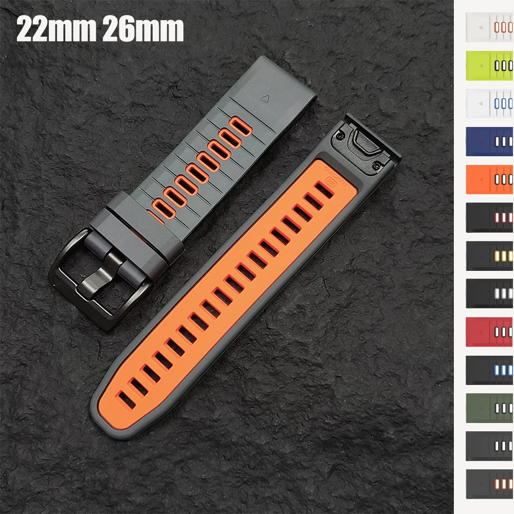 22/26mm Rubber WatchBand For Garmin Fenix 9 8 Pro 47mm 51mm Fenix 7 7X 6X 5X Plus Epix Enduro 3 Tactix 8 Strap QuickFit Bracelet