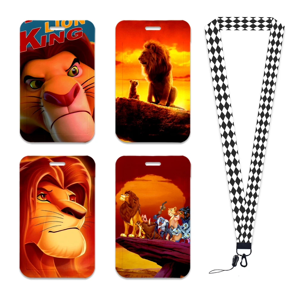 

The Lion King Keys Chain ID Card Cover Disney Cartoon Pass School Metro Card Holder Boys Drivers License Charm Badge Holder