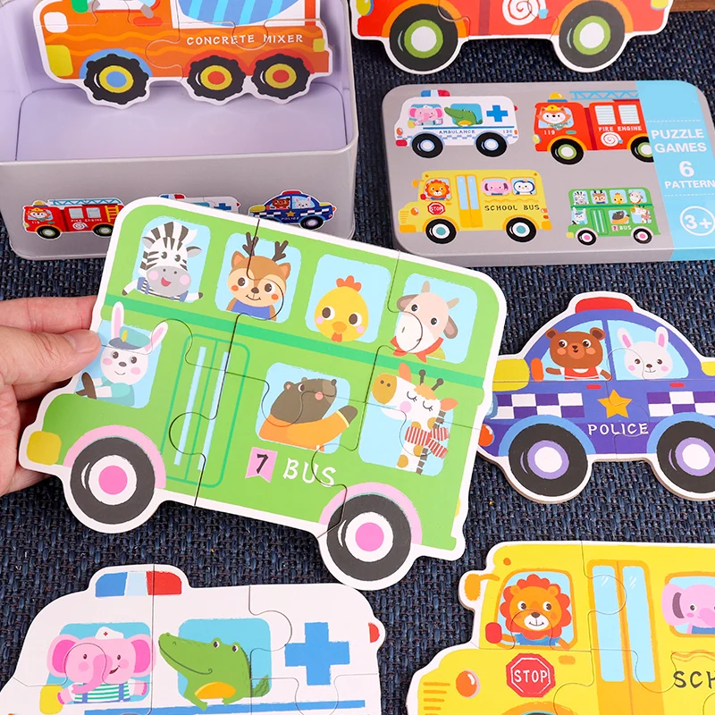 Baby Puzzle Montessori Educational Toys Wood 3D Puzzle Games Iron Box children Puzzles Jigsaw Wooden Puzzles For Kids