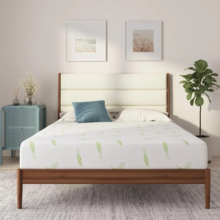 Colchón doble de espuma viscoelástica con infusión de té verde Anula de 8 pulgadas para uso doméstico, diseño de cama en una caja con tecnología de gel refrescante Cert