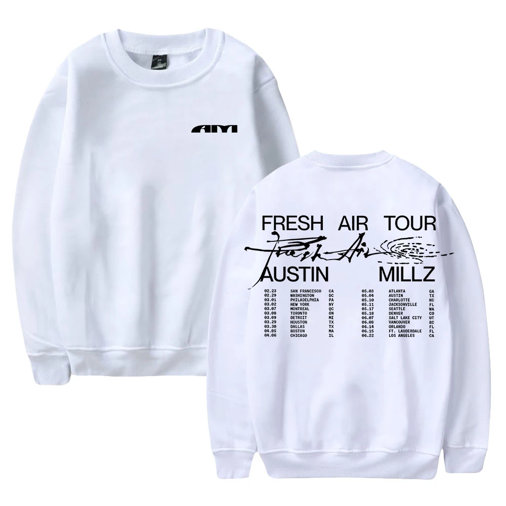 Austin Millz Fresh Air Tour 2024 Unisex Crewneck Long Sleeve Streetwear Women Men Sweatshirt Hip Hop Clothes