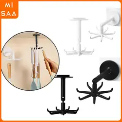 Kitchen Utensil Hanger Multi-function Rotary 7-claw Hook Kitchen Storage 360 ° Seamless Hook Household Hole-free Adhesive Hook