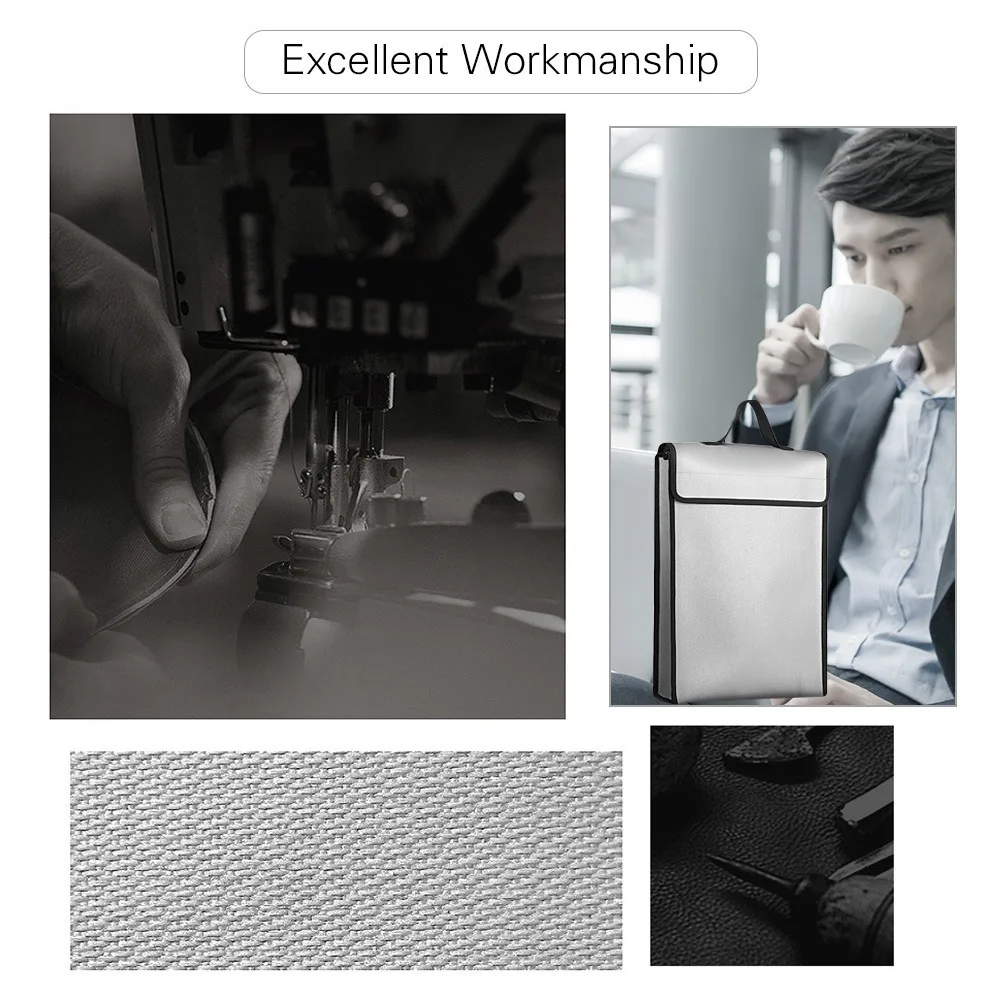 Fiberglass Fireproof Document Bag 1200℃ Heat Rating Water Proof Heat Insulation Bag Reinforced Handheld Straps Large Capacity