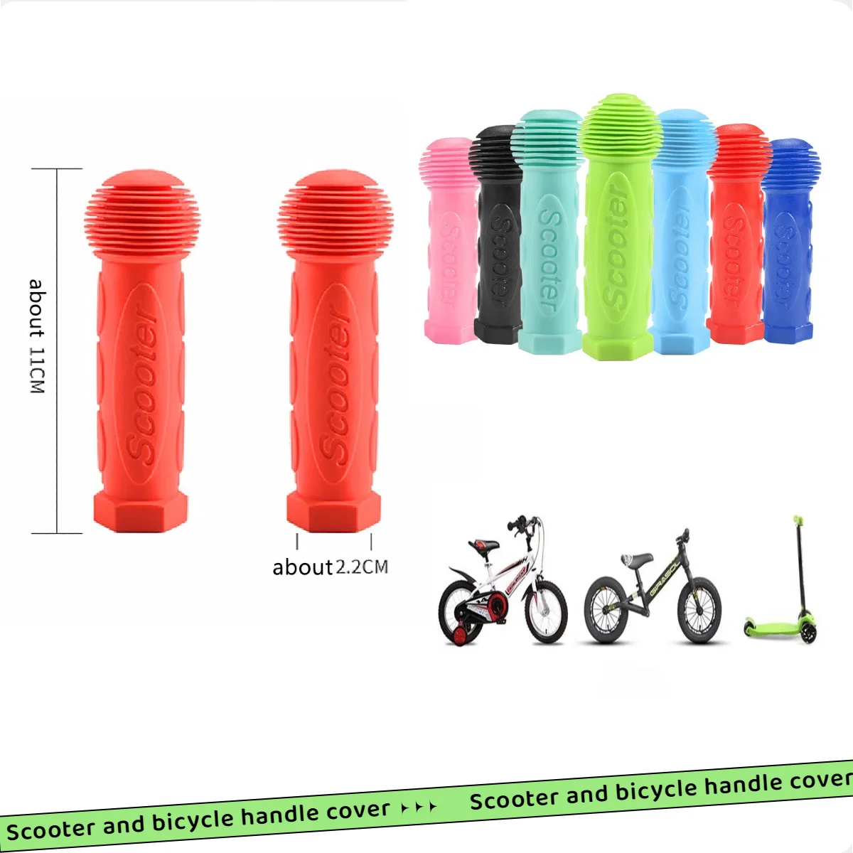 2 Stück rutschfeste Gummigriffe für Fahrradlenker, Anti-Rutsch-Griffe für Fahrrad, Dreirad, Skateboard, Roller für Kinder, Kinderroller – Detail 2