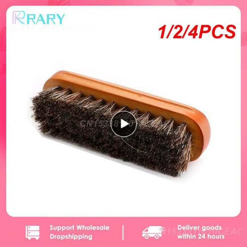 1/2/4PCS Horsehair Shoe Brush Bootpolish Cleaning Brush Leather Real Horse Hair Soft Polishing Tool Brush Care Fit For Suede