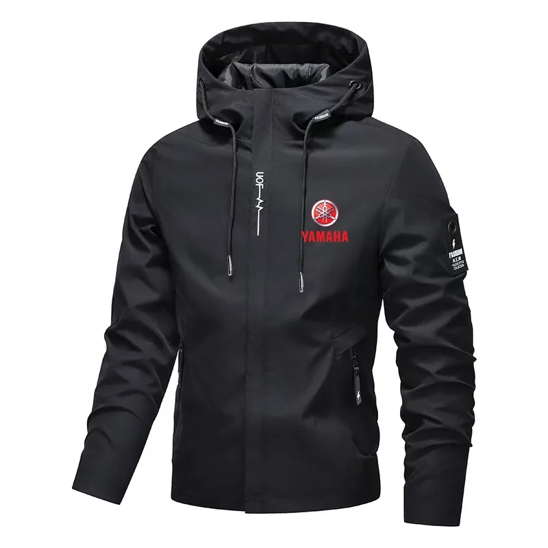 Jaqueta masculina yamaha para motocicleta, jaqueta com capuz à prova de vento para primavera e outono, para ciclismo ao ar livre, esportes, lazer, moda