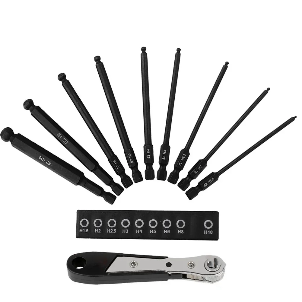 Ball End Hex Bit Ratchet Wrench Set Ball Head Screwdriver Bit 1/4 Inch Hex Shank Magentic Screwdriver Bits Set  Hand Tools