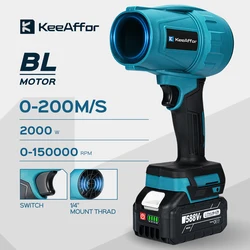 KEEAFFOR 200 M/S Borstelloze Turbo Jet Fan 2000 W Draadloze Elektrische Luchtblazer Gewelddadige Handheld Power Tool voor Makita 18 V Batterij