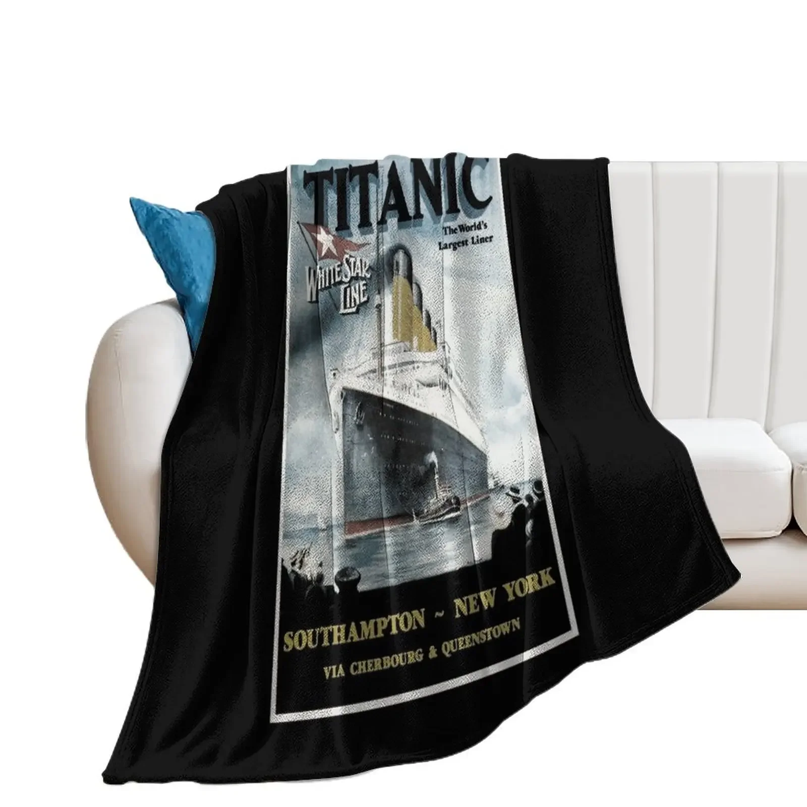 

Titanic - Vintage poster Throw Blanket Flannel Fabric Hair Travel Blankets