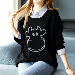 Women's Spring and Autumn Korean New Shirt Collar Pullover T-shirt Fashion Stripe Spliced Loose and Versatile Long Sleeved Tops