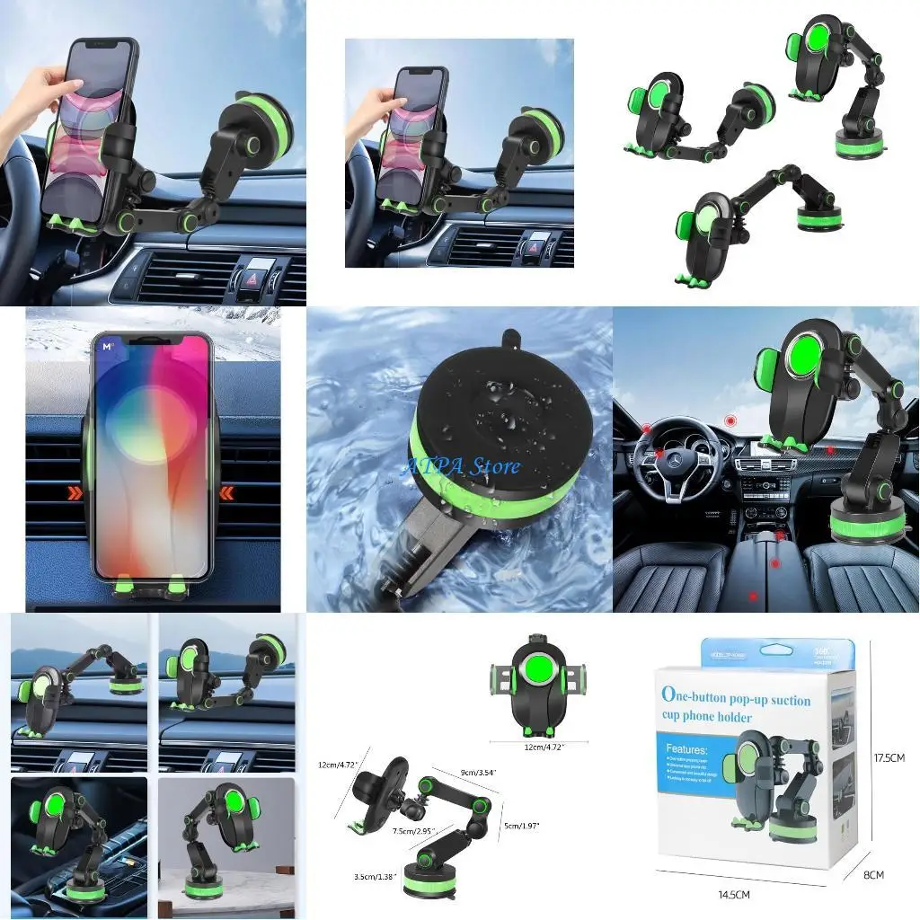 

U13C Phone Mount Car Center Console Stack Holder Suck Support Clamp Bracket Hand-Free