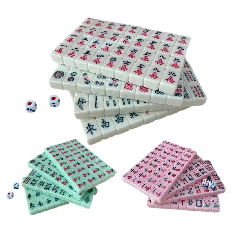 Mini Mahjong Chinese Mahjong 144 stücke 20mm Reise Brettspiel für Spaß Camping exquisit geschnitzt tragbare Mahjong