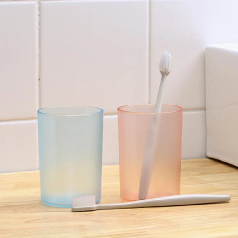 

Premium Material Toothbrush Cups Pink Transparent Nonporous Wear-Resistant for Home and Travel Transparent Plastic Drink Cup