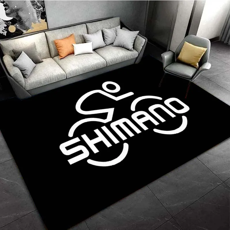 S-Shimano Fishing Tackle Bike Brand Logo Area Rugs for Living Room Bedroom Decoration Rug Children PlayRoom Mat Anti-slip Carpet