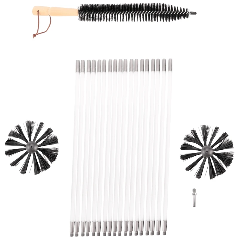 

22 PCS Chimney Cleaning Brush,Duct Vent Cleaning Set With 18 Nylon Rods,For Fireplace/Dryer Vent /Sewage Pipe/Fume Hood