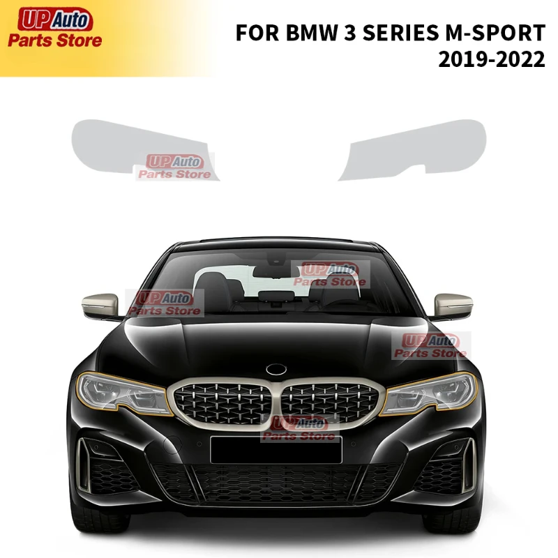 

2 Pcs Car Headlight Protective Film Transparent Black TPU Sticker for BMW 3 Series G20 M Sport 2019-2022 Rearview Accessories