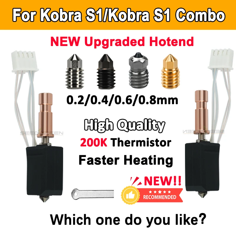 

Для Anycubic Kobra S1 Hotend Kobra S1 Combo Hot End Kit для Anycubic Kobra S1 Сопло Печатающая головка S1C Аксессуары для 3d-принтеров .6