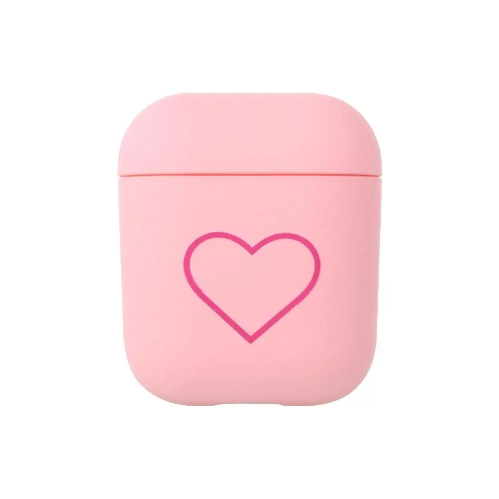 Cute Design Hard PC Airpods Case Love Heart Pink Black Earphone Case Silicone TPU Cute Heart Cute Design Earphone Accessories
