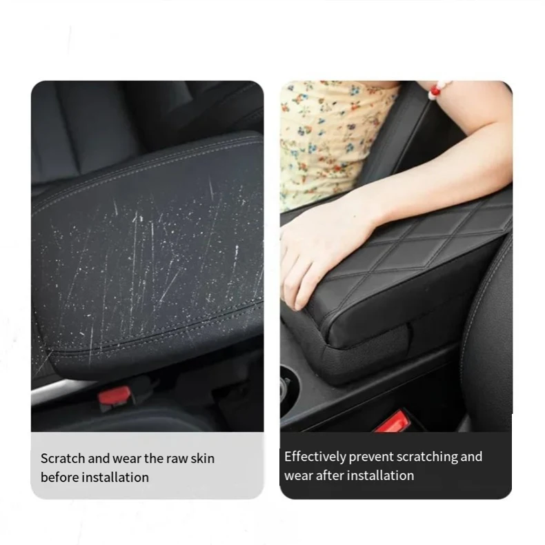 

Car Armrest Mat Center Console Arm Rest Protection Cushion PU Leather Armrest Storage Box Cover Pad Anti Scratch Car Accessory