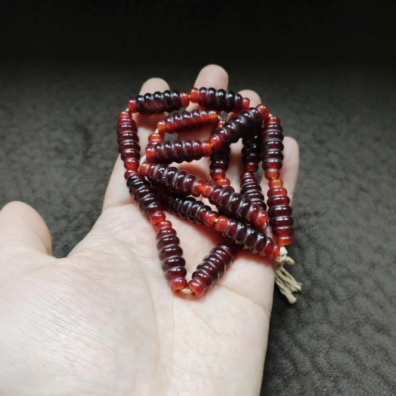 Tibetan Area Return Old Patina Wine Red Agate One Buddha Necklace Bead