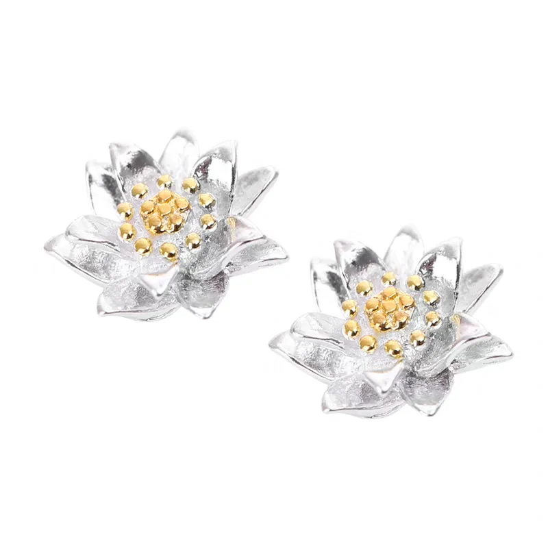 Orecchini a bottone con fiore in argento sterling 925, design elegante e sofisticato, regalo per ragazze, orecchini semplici in stile coreano per le donne