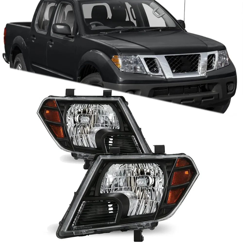 

For 2009-2021 Nissan Frontier Truck Headlight Halogen Black Housing Left+Right