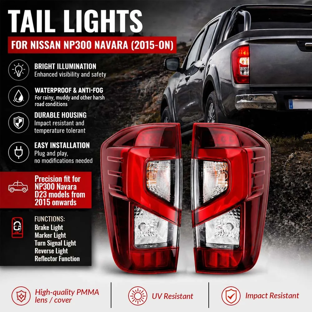 

Car Red Rear Tail Light Assembly with Light bulb For Nissan NP300 Navara D23 2015 LHD Rear Tail Lamp Replace Parts Accessories