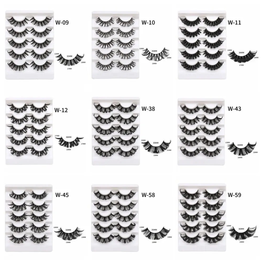 5Pairs Lashes Extension Whole Cluster Eyelashes Makeup Dense Fluffy False Eyelashes Reusable Long Lasting D Curled Eyelashes