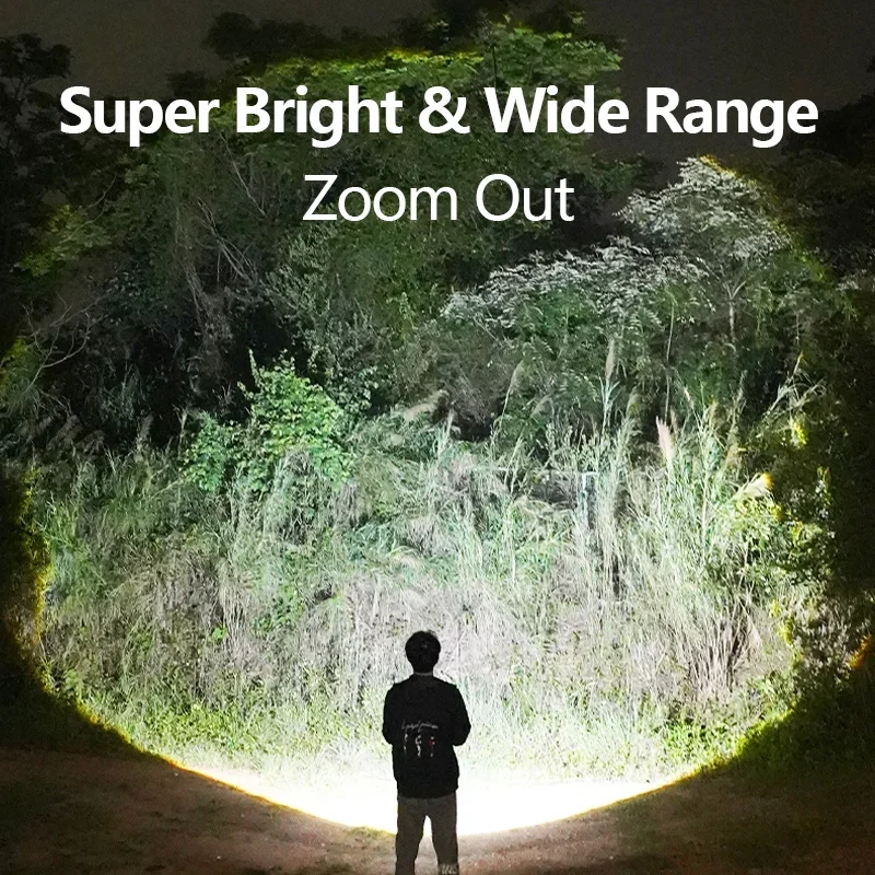 Super Bright LED Flashlight XPE Work Light with Hook USB Rechargeable Zoomable Torch Outdoor Camping Fishing Waterproof Lantern