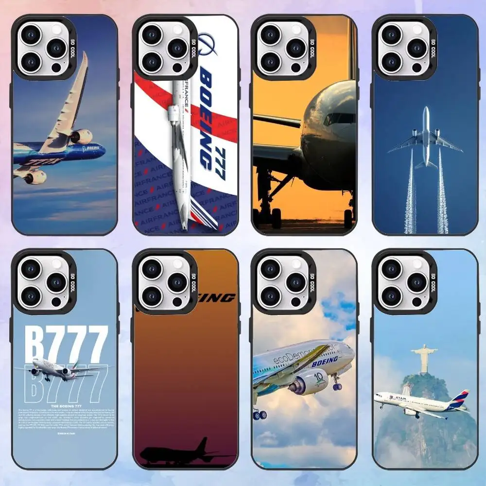 

B-BoeingS 777 Top Airplane Phone Case For iPhone17,16,15,14,13,12,11 Plus,Pro Max Black Candy Matte Shockproof Cover