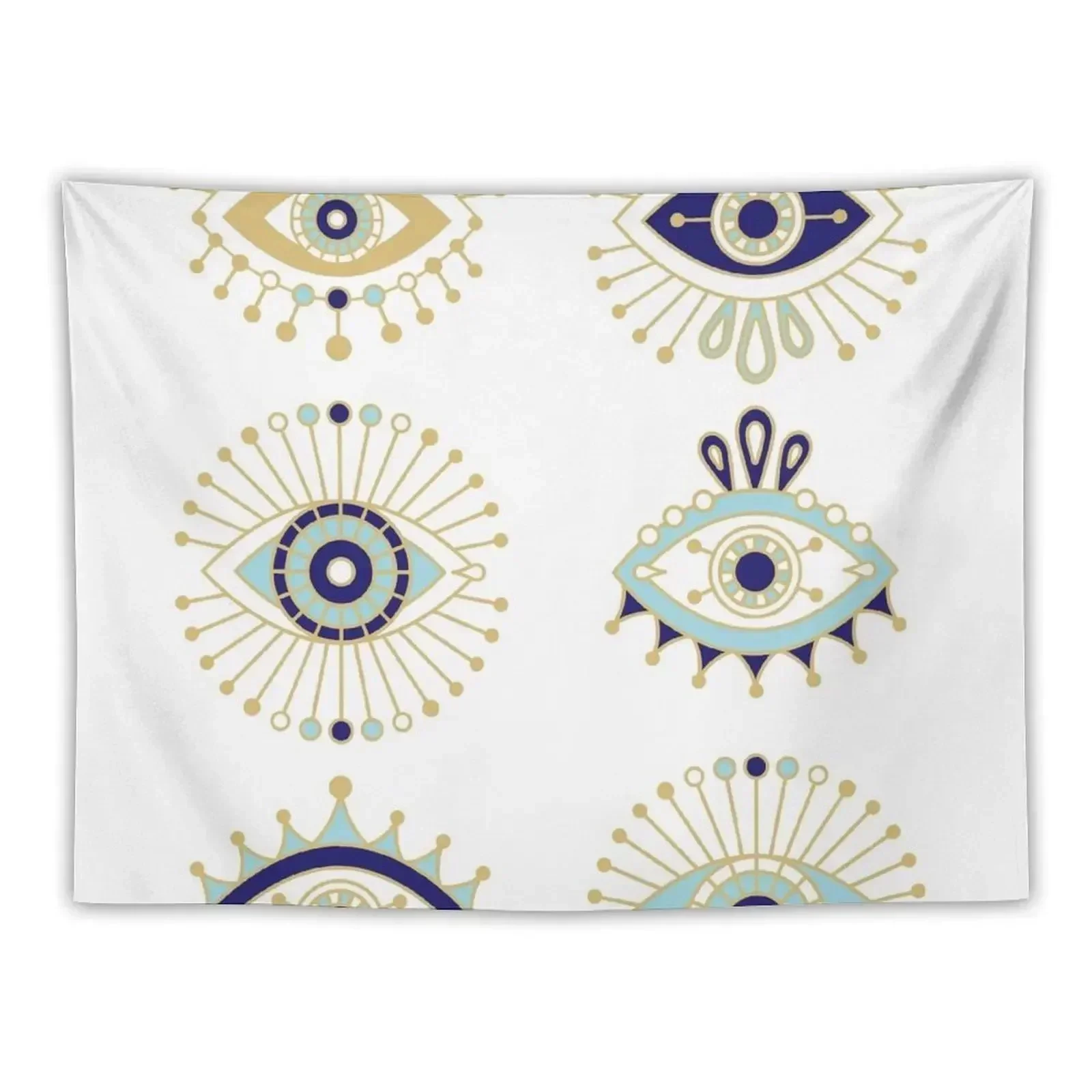 

Evil Eye Collection on White Tapestry Christmas Decoration Decorative Wall Home Decorations Aesthetic Tapestry