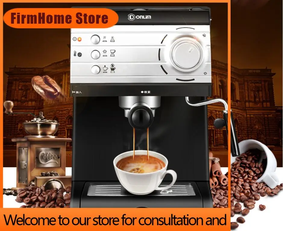 FirmHome StoreDonlim Italian Espresso Cafe Machine Household Semi-automatic Pump Steam Coffee Maker High Pressure 20Bar Cappucci