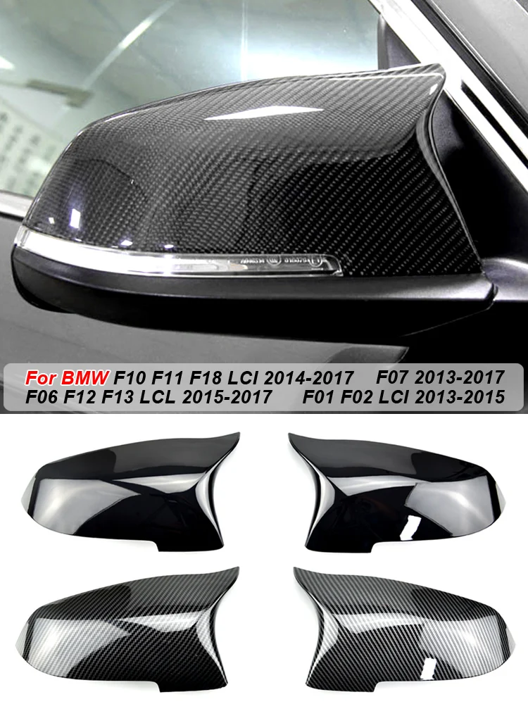 1 Pair Carbon Fiber Side Wing Replacement Rearview Mirror Cover Cap for BMW F10 F11 2014 2015 2016 2017