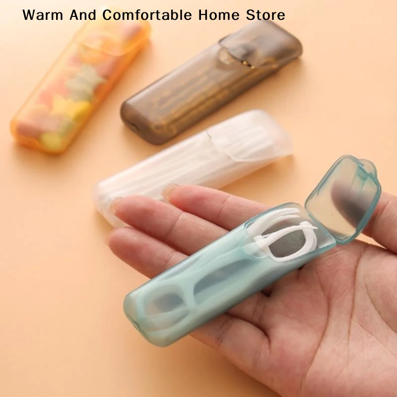 【SE】Mini Storage Box Travel Portable Transparent Toothpick Cotton Swab Box For Outdoor Travel Kitchen Restaurant Supplies