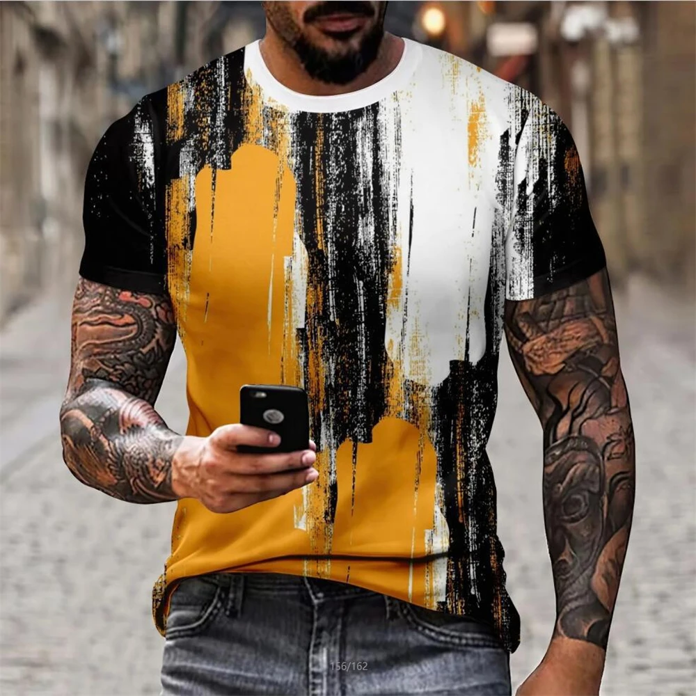 Camiseta de manga corta con estampado 3D para hombre, camisa informal de Fitness al aire libre con patrón de mezcla de colores, nuevo diseño de