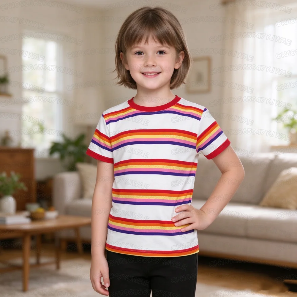 Summer Men's Women's Max Mayfield Striped Cosplay Costume Outfit Casual TV Character Inspired Fan Kid Boy's Girl's T-shirt