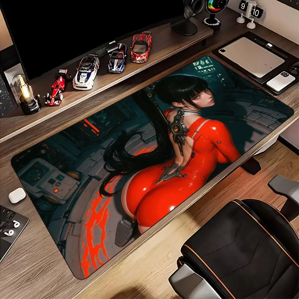 

Cyber mecha style anime girl Mouse Pad Desk Mat Gaming mat gamer pc accessories rubber anti-slip keypad Extended mousepad rug