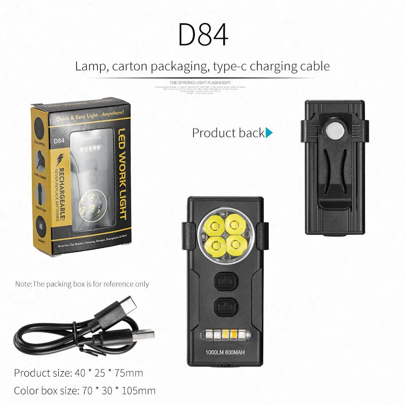 Rechargeable LED Flashlight Portable EDC Keychain Lanterns Outdoor Waterproof 10 Lighting Mode Super Bright Work Light With Magn