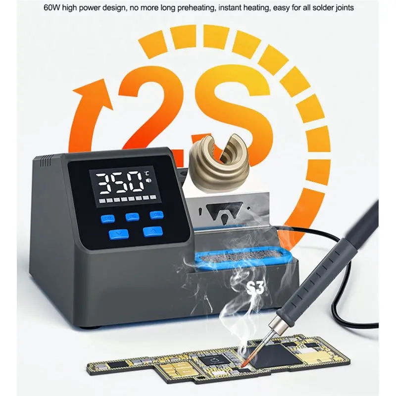 Soldering Station Smart With Intelligent Temperature Control, 3 Presets For 210 Series Tips- US Plug Included
