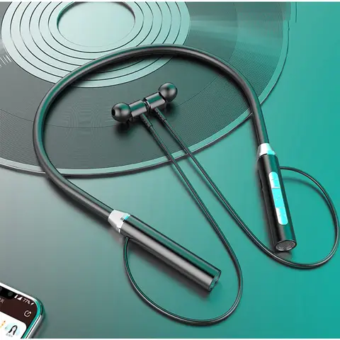 Wireless Hanging Neck Band Earphones Large Battery Bluetooth 5.1 Headset for Sports