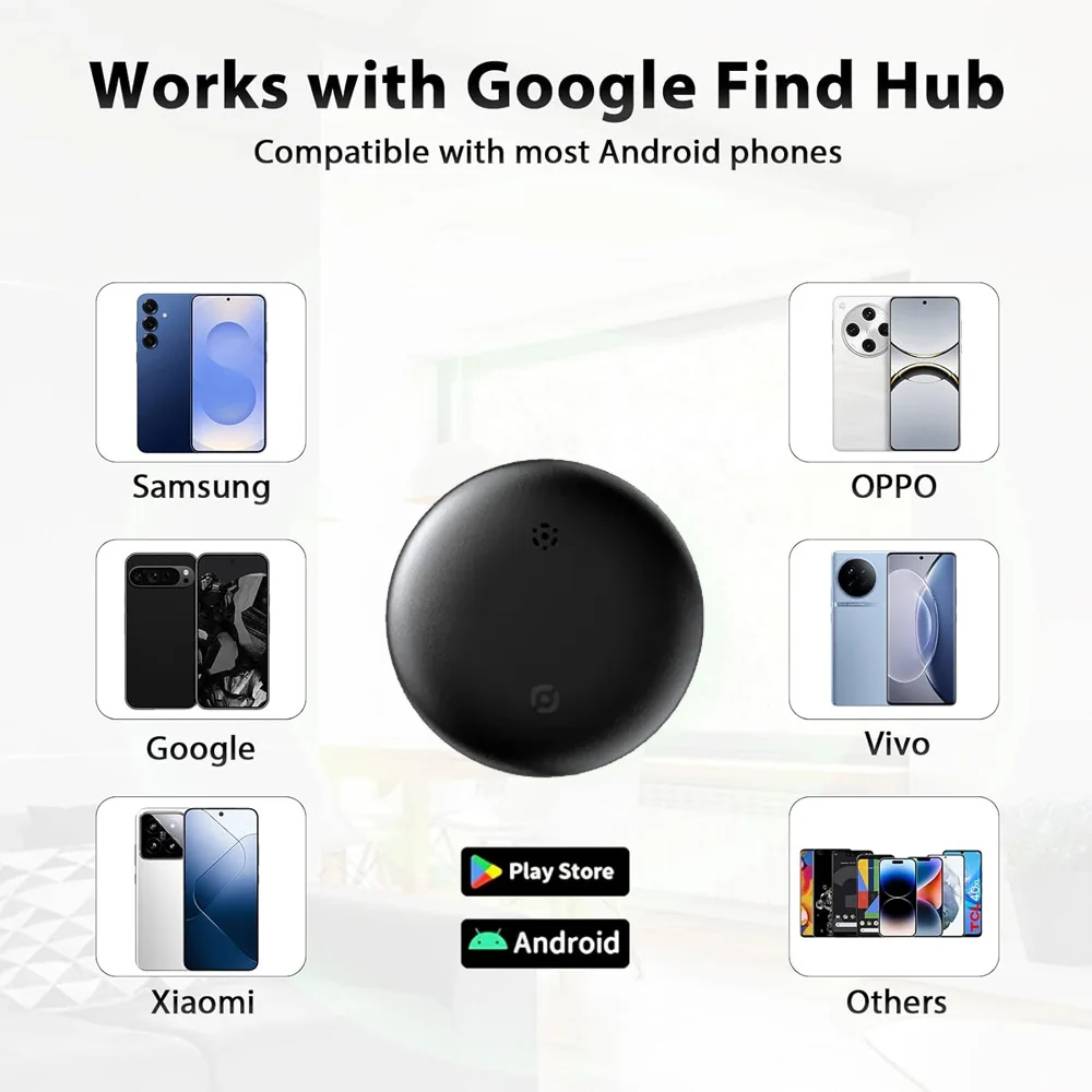 Étiquette intelligente Bluetooth pour appareils Android, Compatible avec Google Find Hub, Find My, étiquette de suivi aérien, détecteur d'articles pour portefeuille, valise