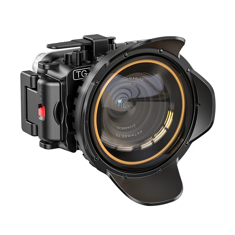 Photography Kit 4pcs sets For Olympus tg7 tg6 Waterproof Housing+4.3-inch Wide Angle Fisheye+Red Filter