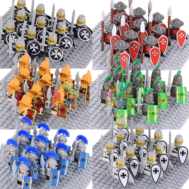 

Kids Toys Roman Empire Building Blocks Red Blue Knight Soldiers Set Mini Action Figures Toys For Kids Christmas Gifts