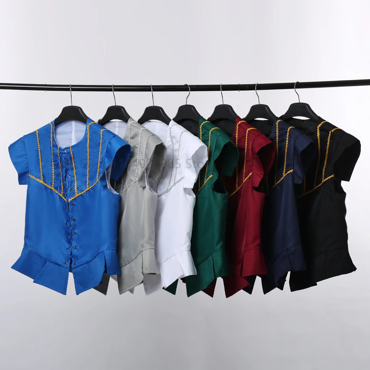 

New Medieval Viking Cosplay Renaissance St Punk Pirate Role Plang Costume Men's Ethnic Stage Clothing Polyester Tops